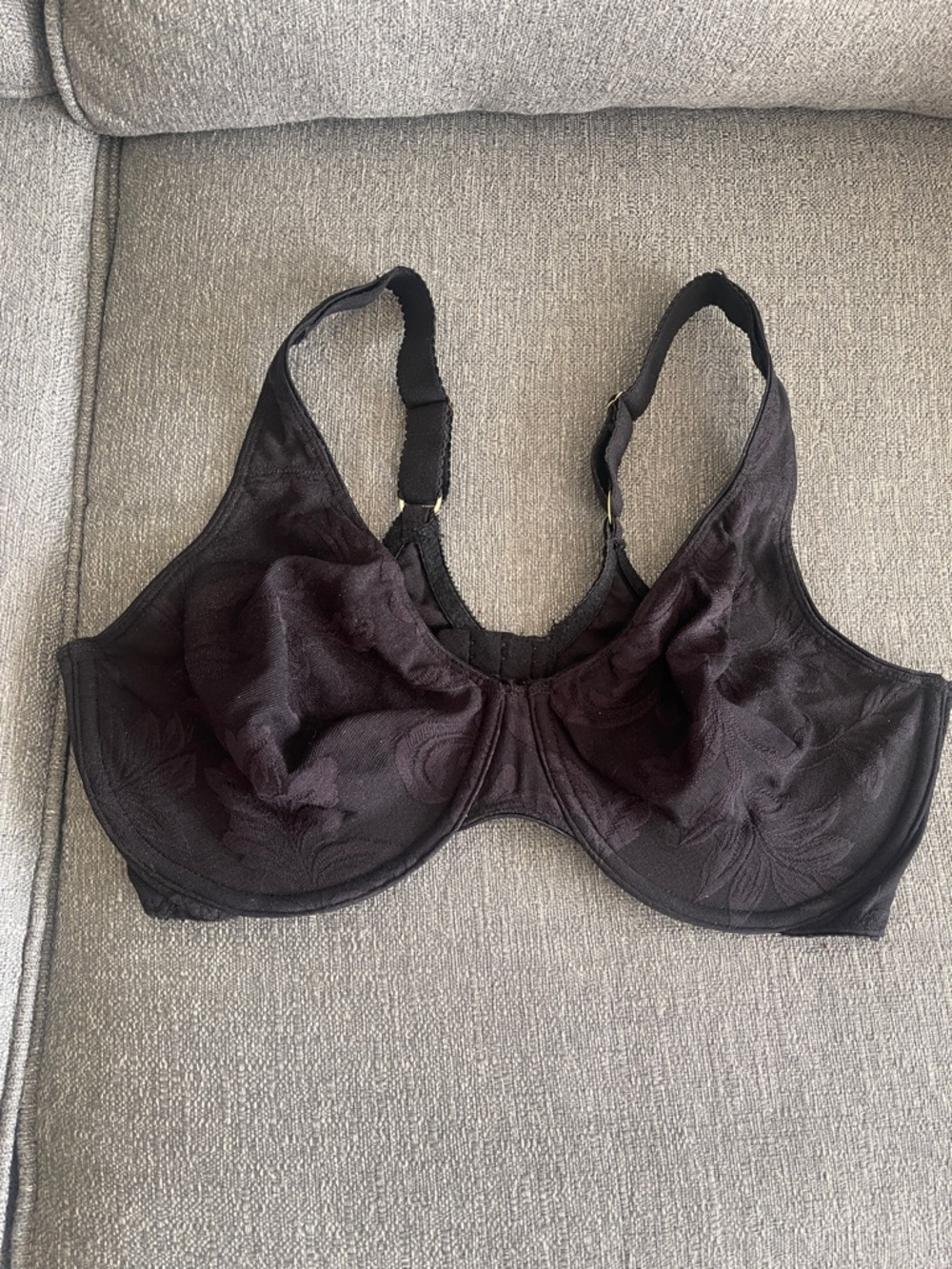 Olga Black Full Coverage Underwire Bra with Floral Texture